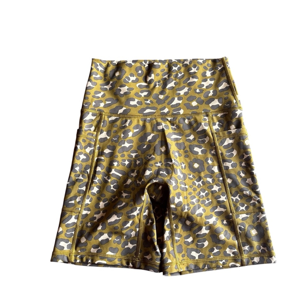 aerie Yellow Camo High-Waist Athletic Bike Shorts